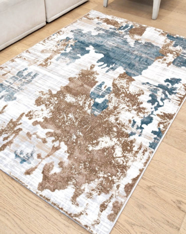 Ковер турецкий D009A Белла (Полиэстер хит-сет, бежевый, серый)