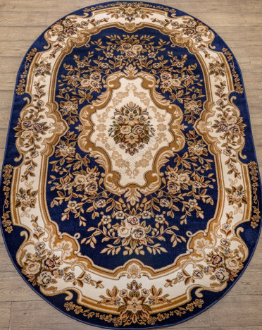 Ковер российский 20606-22144 Акварель (PP Heatset Высокоплотный, синий) овальный